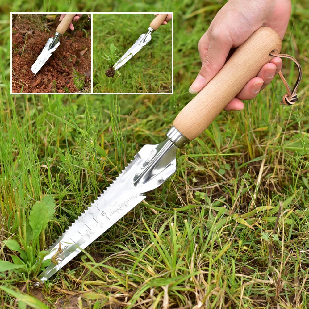 wooden handle garden weeder

